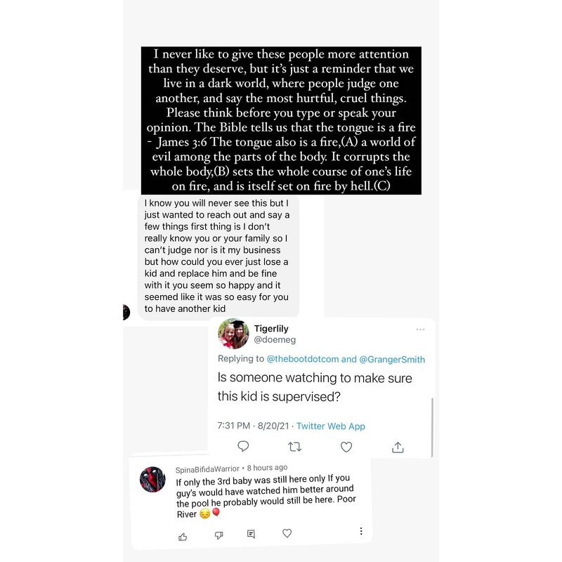 Amber Smith comparte DM hirientes y crueles que la avergüenzan por la muerte de su hijo River