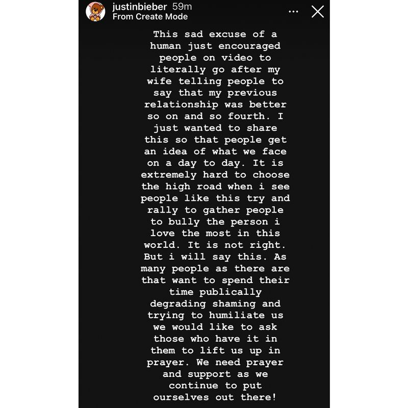 Justin Bieber Hailey aplaude a los trolls que los intimidan sobre el romance de Selena