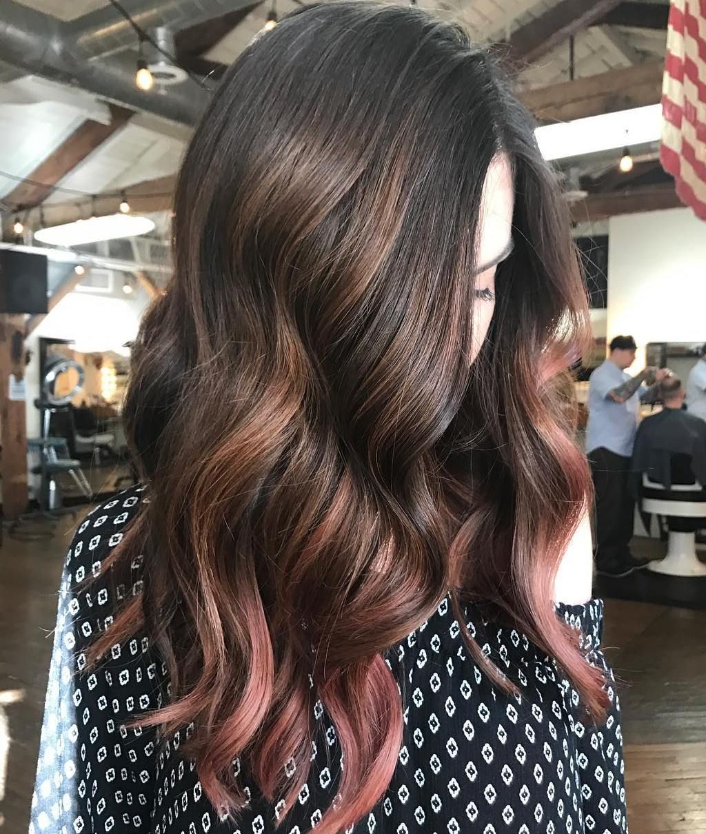 Partial Caramel And Pink Balayage