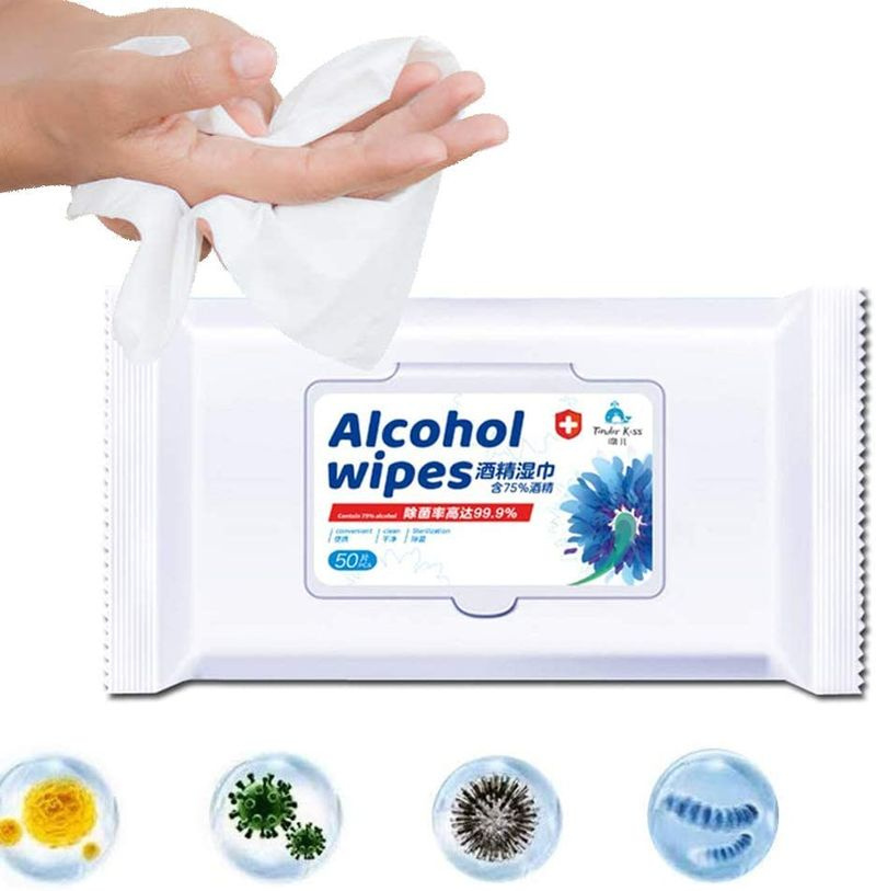 Lingettes désinfectantes, lingettes humides nettoyantes à 75 % d