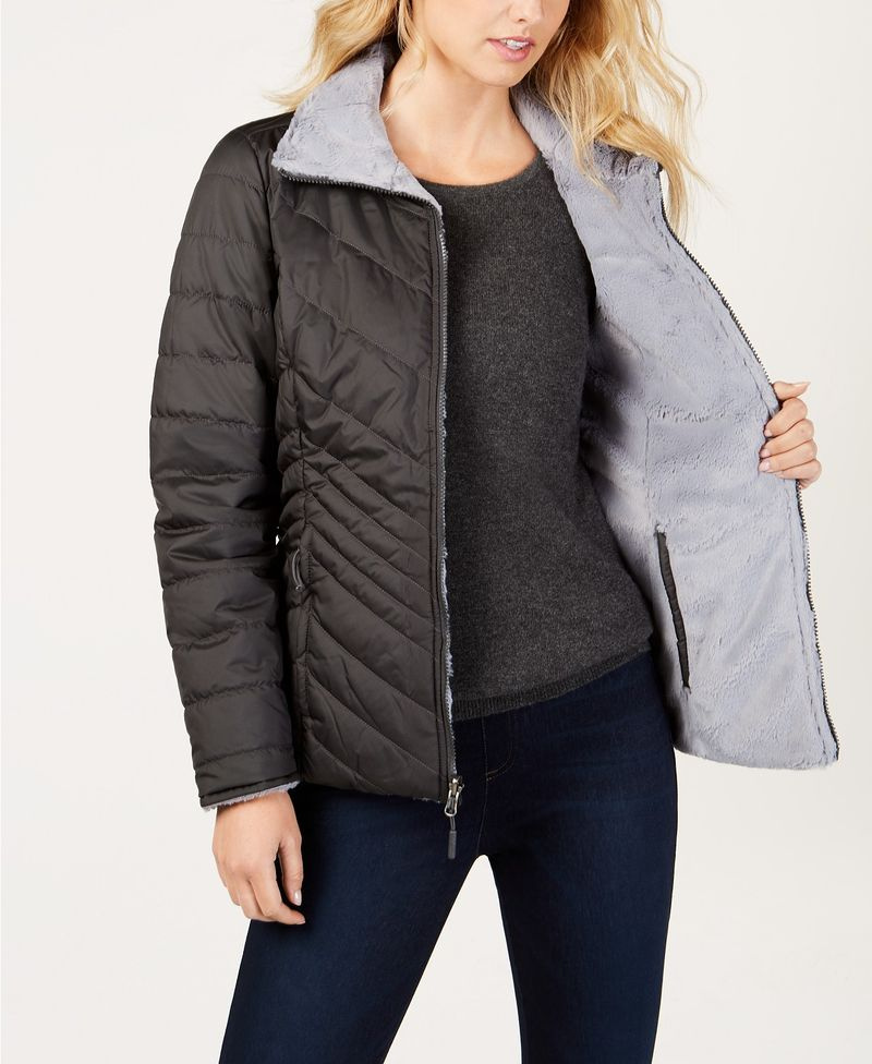 mid asfaltgrå udgave north face jakke vendbar