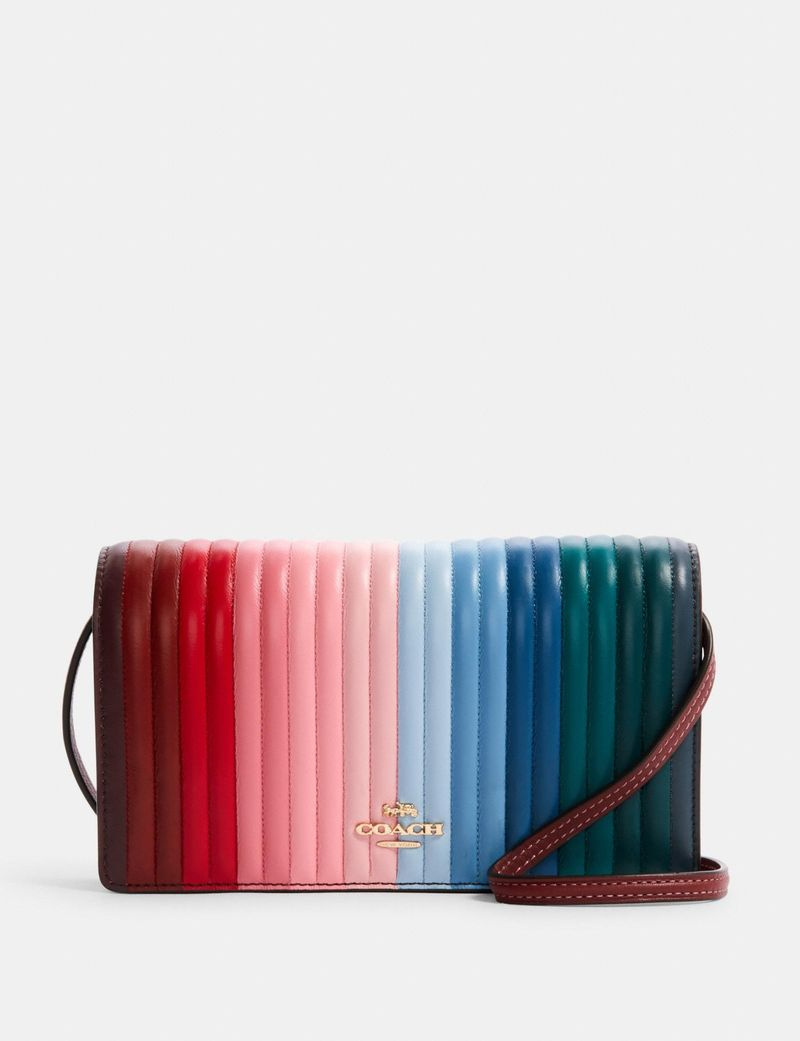 Bolso bandolera plegable Anna con acolchado lineal arcoíris