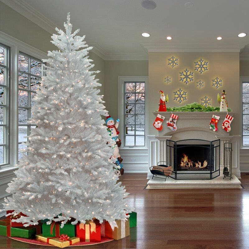 Mercury Row Dunhill Fir Árbol de Navidad blanco con luces transparentes/blancas
