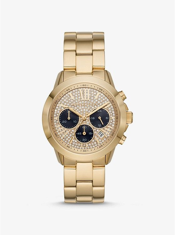 Ρολόι μεγάλου μεγέθους Pavé Gold-Tone