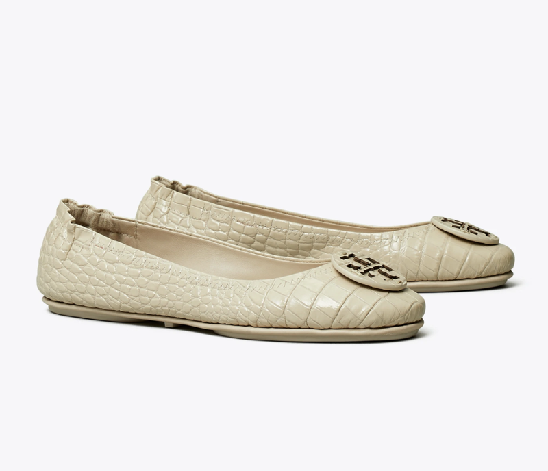 Ballerines de voyage Minnie, cuir gaufré