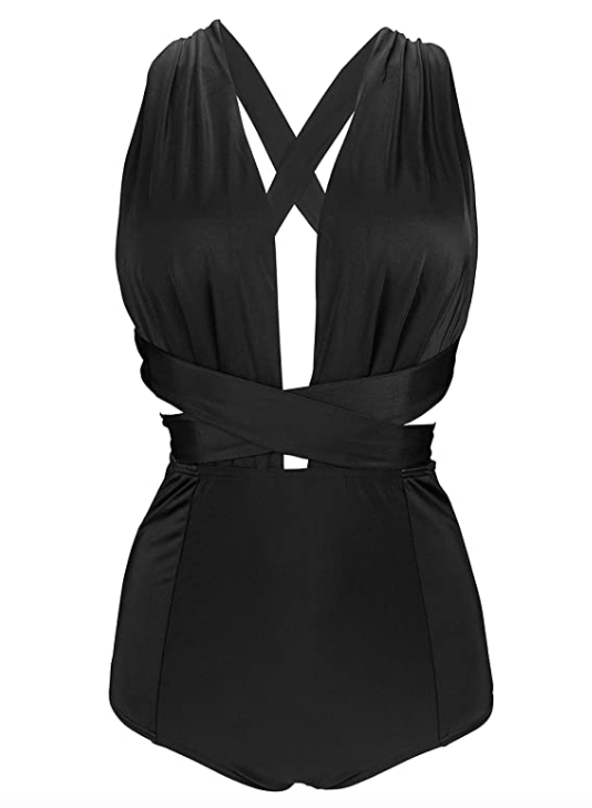 COCOSHIP Retro One Piece Badedragt uden ryg (sort)