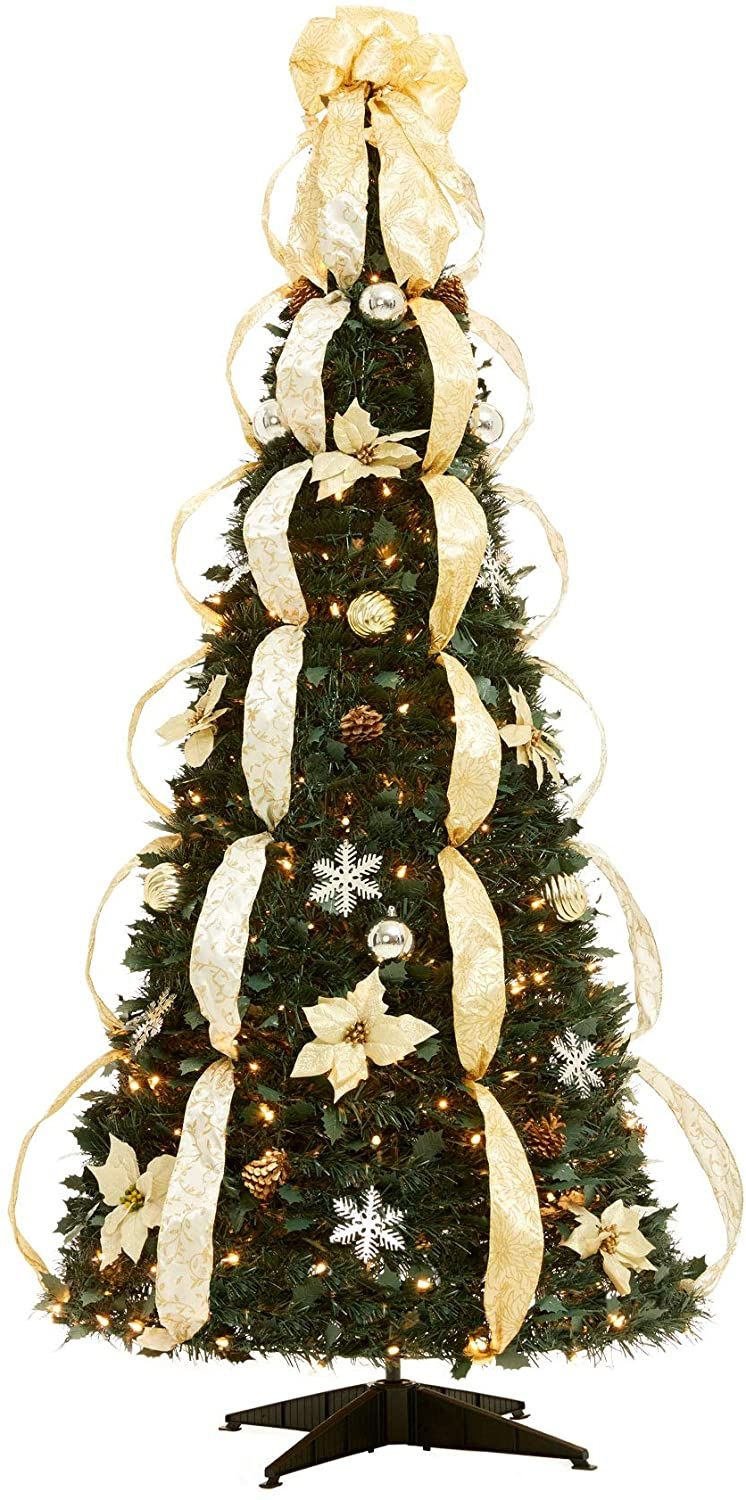BrylaneHome Vollständig dekorierter vorbeleuchteter 6-Fuß-Pop-Up-Weihnachtsbaum