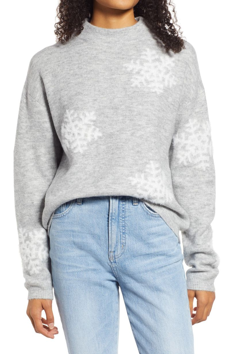 Caslon Schneeflocken-Pullover mit Stehkragen