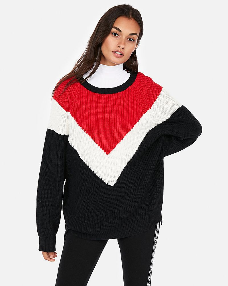 chevron sweater med rund hals