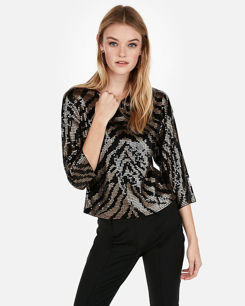 zebra print pailletter top ekspressalg