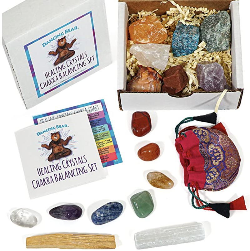 DANCING BEAR Kit de equilibrio de chakras con cristales curativos