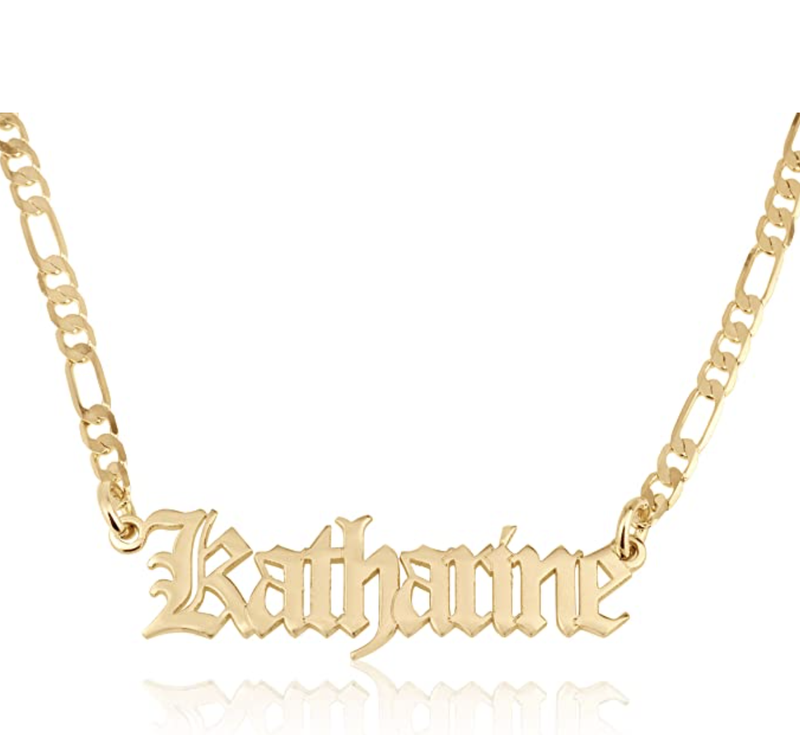 Collar con nombre personalizado Beleco Jewelry con cadena Figaro