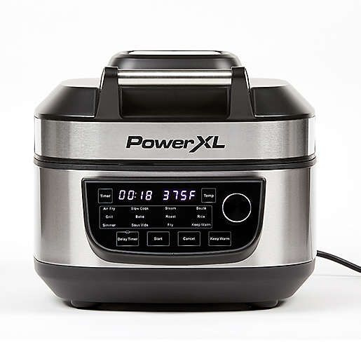 PowerXL Grill Air Fryer Combo i rustfrit stål: Sort