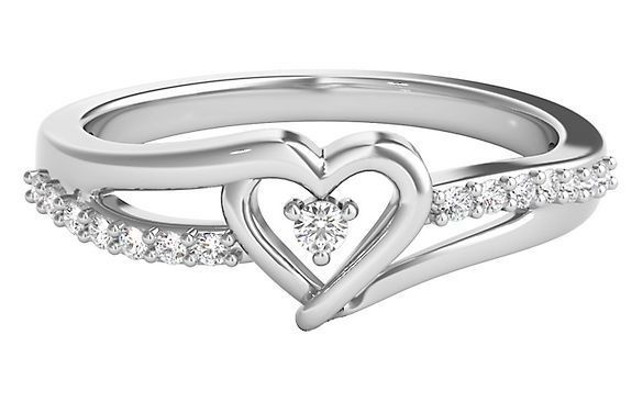 Diamond Heart Promise Ring aus 10 Karat Weißgold