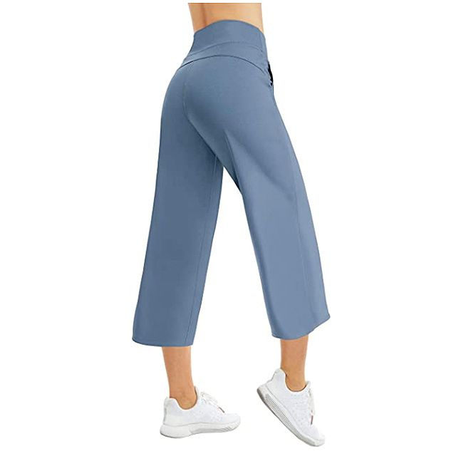 THE GYM PEOPLE Bootleg Yoga Capris Pantalones para Mujer (Denim Blue)
