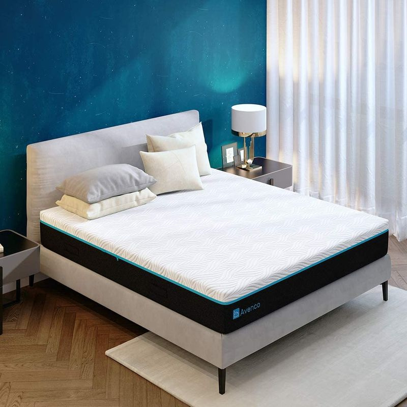 Avenco Queen Matelas en mousse à mémoire de forme dans une boîte, matelas Queen Size infusé de gel de 10 pouces avec housse en peluche amovible