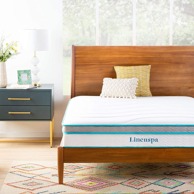 Matelas Linenspa en mousse à mémoire de forme et à ressorts hybrides Medium Feel-Queen de 10 pouces