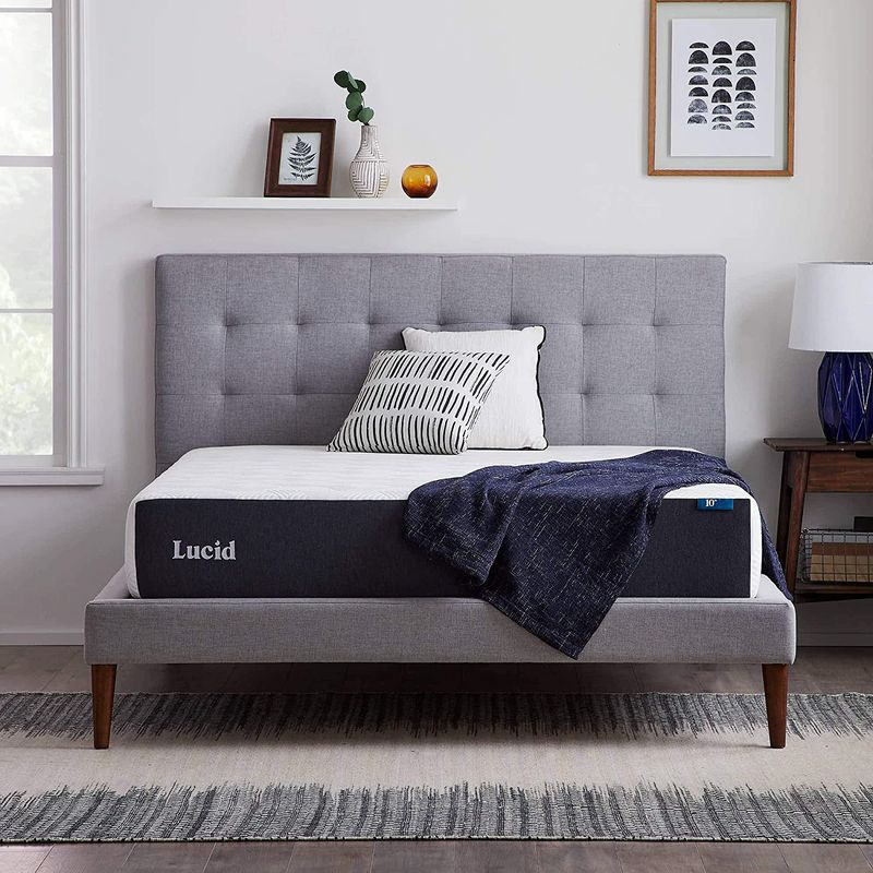 LUCID 10 pouces en mousse à mémoire de forme au toucher ferme - Infusion de gel - Matelas hypoallergénique au charbon de bambou