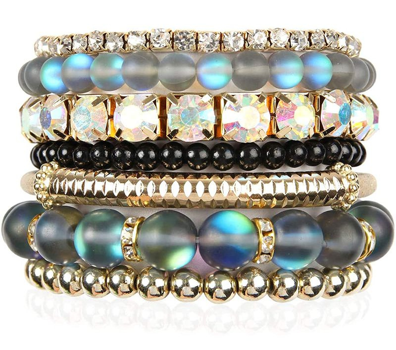RIAH FASHION Bracelets empilables en perles extensibles multicolores