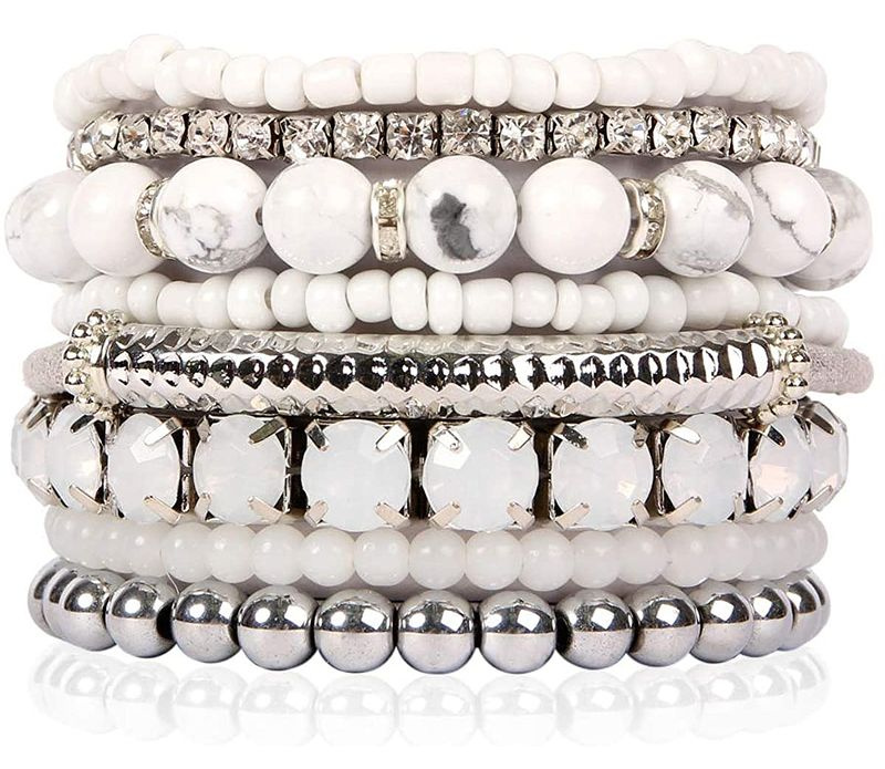 RIAH FASHION Bracelets empilables en perles extensibles multicolores