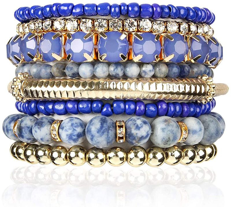 RIAH FASHION Bracelets empilables en perles extensibles multicolores