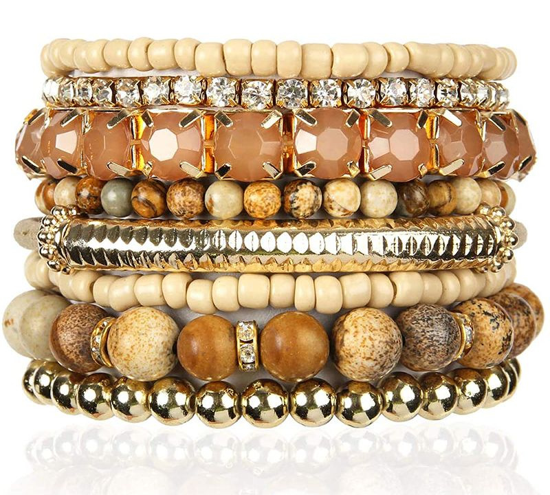 RIAH FASHION Bracelets empilables en perles extensibles multicolores